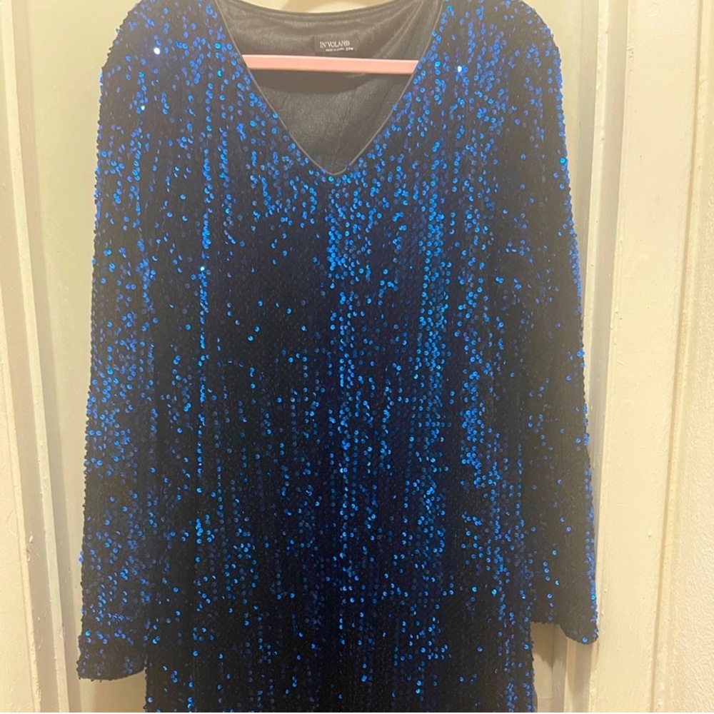 Plus size Blue Sequin Party/Formal Dress